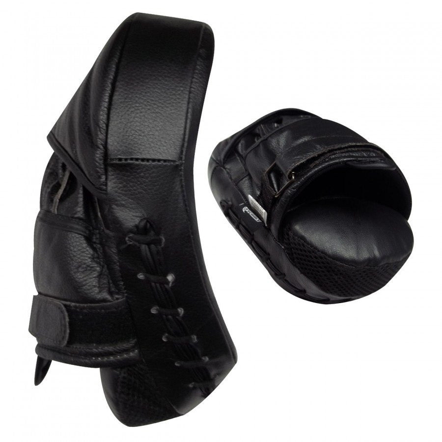 Leather curved focus mits (pair)